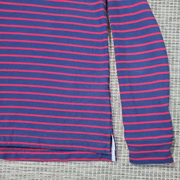Vineyard Vines Sweater Womens Medium Long Sleeve  1/4 Button Striped Red Blue - Picture 2 of 9
